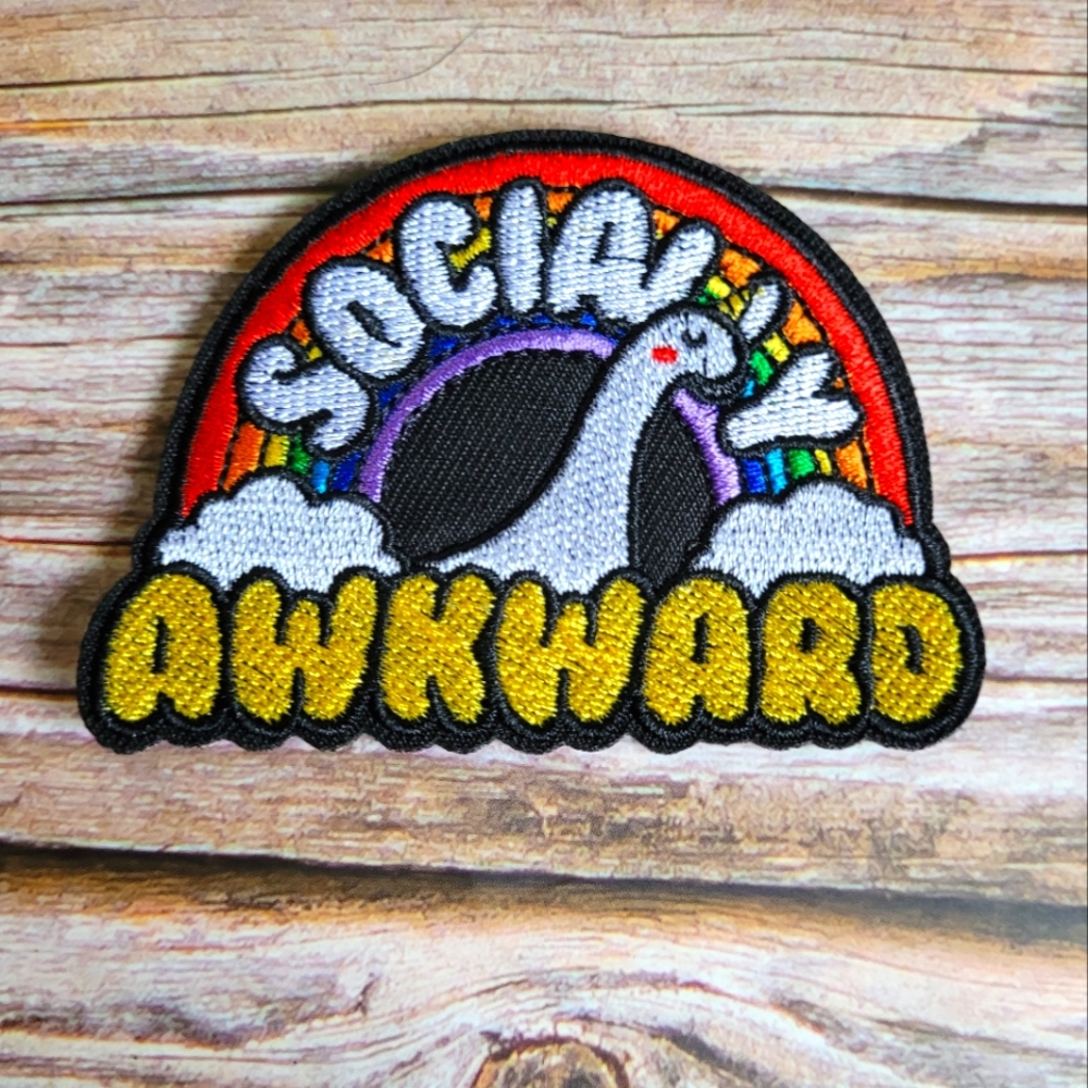 3/13$ Socially Awkward Goose Rainbow Weirdo Nerd Geek Y2k Embroidered Patch